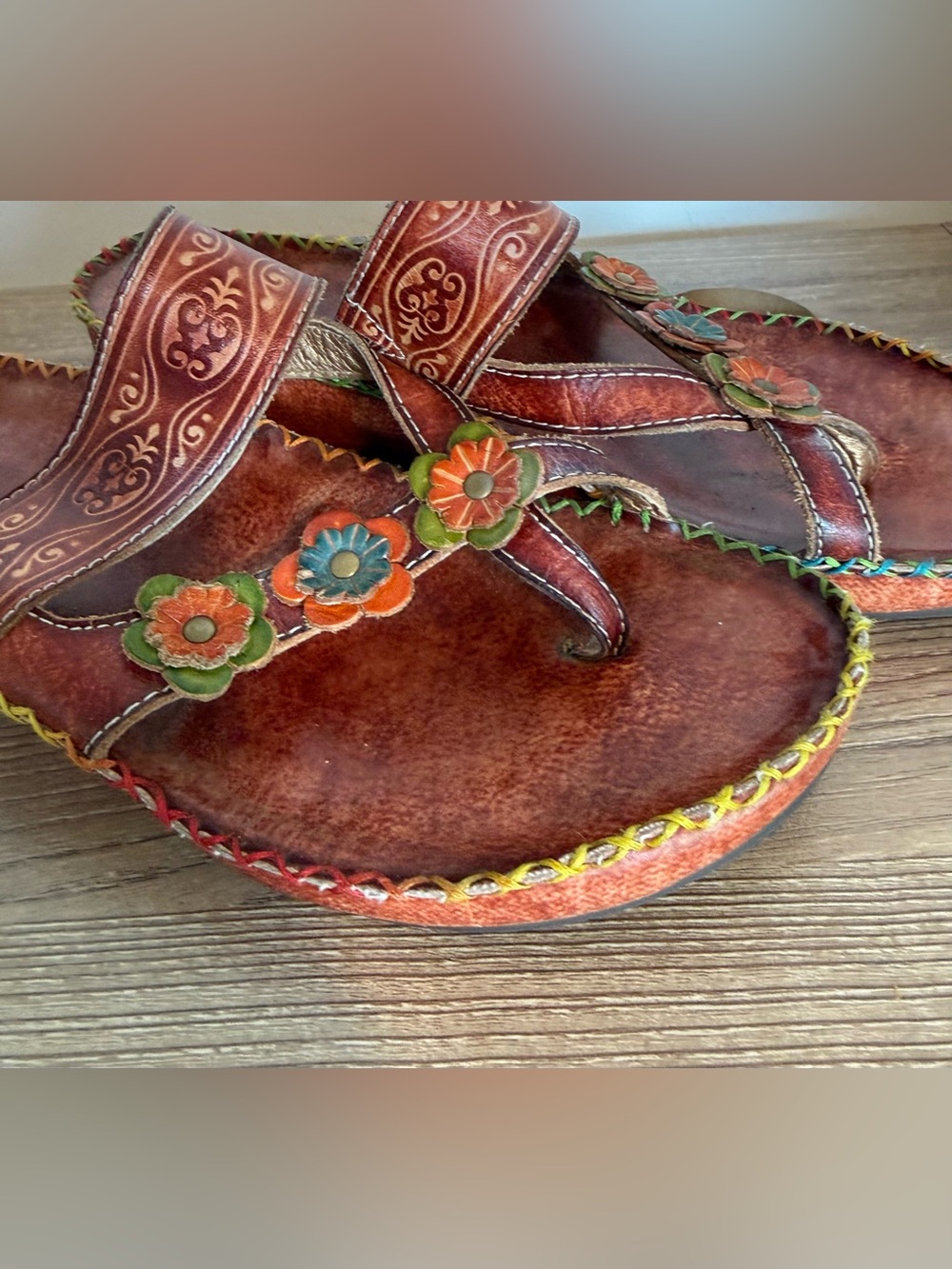 L’Artiste Spring Step Shoes Size EUR 41 Floral Leather US 9.5 10 Slides Boho Hip